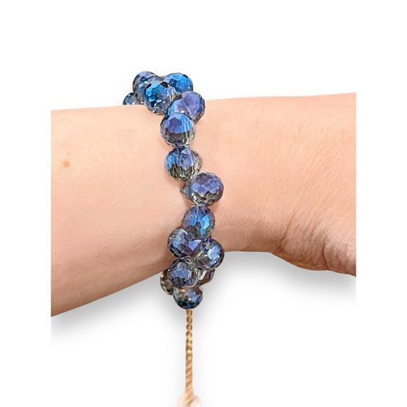 Swarovski Beaded Bracelet- Blue Gold - Picture 6 of 10